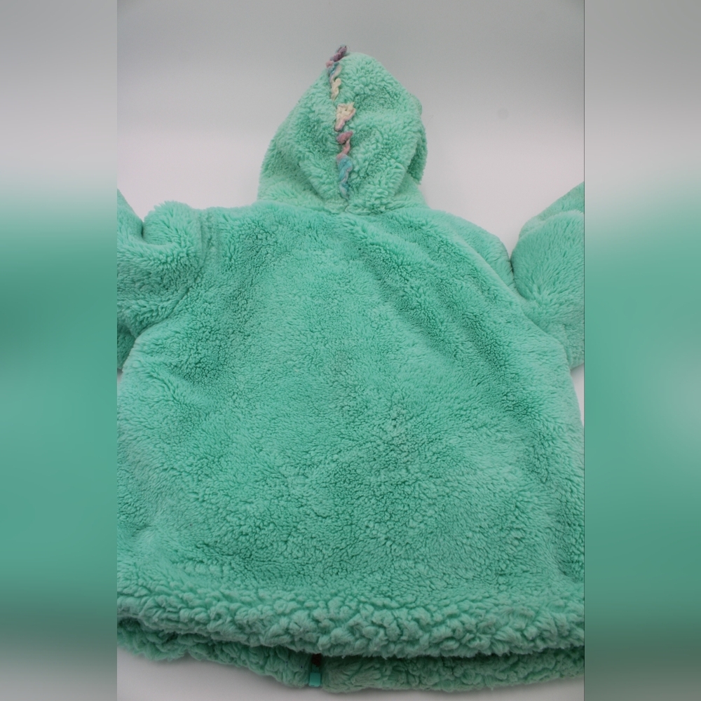 Cat & Jack Girls Medium Mint Fuzzy Unicorn Hooded Zip Jacket - Picture 4 of 8